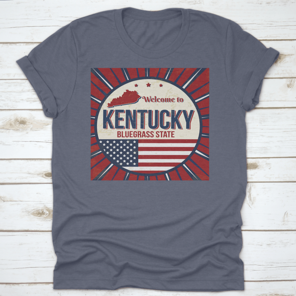 A comfortable t-shirt featuring a detailed map of Kentucky, showcasing the Bluegrass State with vibrant colors and quality fabric.